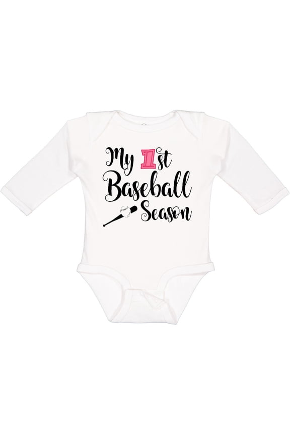 My 1st Baseball Season Girls Long Sleeve Baby Bodysuit