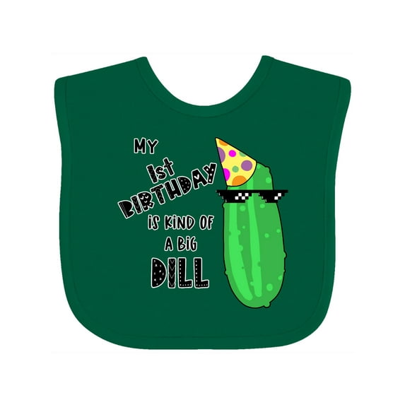 Inktastic My 1st Birthday is Kind of a Big Dill Pickle in Sunglasses Boys or Girls Baby Bib