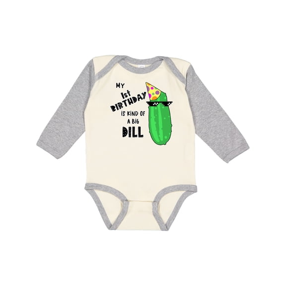 Inktastic My 1st Birthday is Kind of a Big Dill Pickle in Sunglasses Boys or Girls Long Sleeve Baby Bodysuit