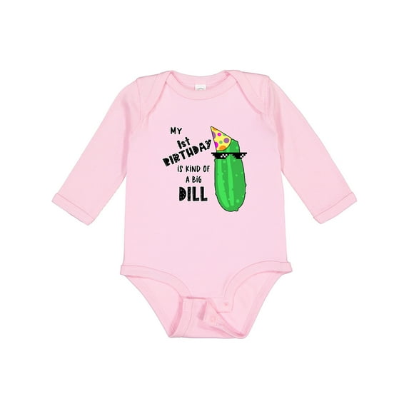 Inktastic My 1st Birthday is Kind of a Big Dill Pickle in Sunglasses Boys or Girls Long Sleeve Baby Bodysuit