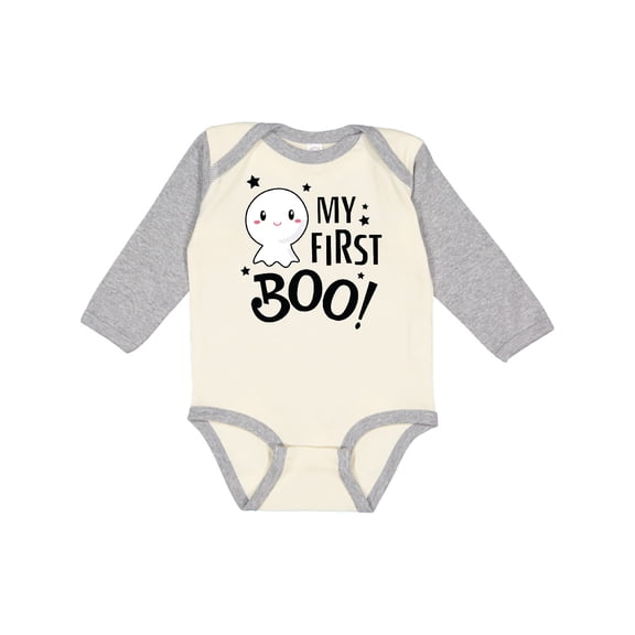 Inktastic My 1st Boo with Cute Ghost Boys or Girls Long Sleeve Baby Bodysuit