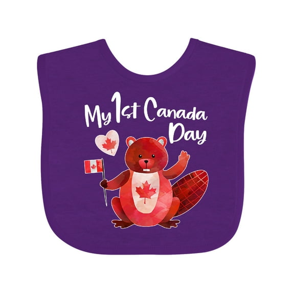 Inktastic My 1st Canada Day with Red and White Maple Leaves Boys or Girls Baby Bib