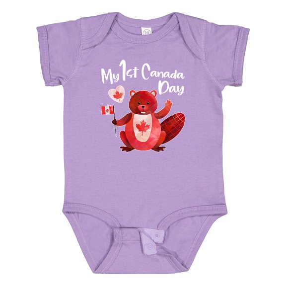 Inktastic My 1st Canada Day with Red and White Maple Leaves Boys or Girls Baby Bodysuit