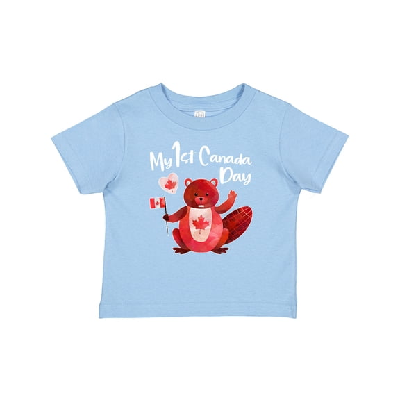 Inktastic My 1st Canada Day with Red and White Maple Leaves Boys or Girls Baby T-Shirt