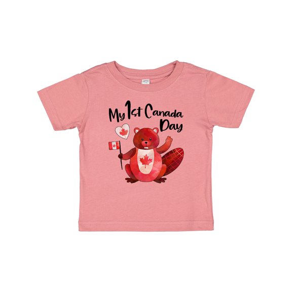 Inktastic My 1st Canada Day with Red and White Maple Leaves Boys or Girls Baby T-Shirt
