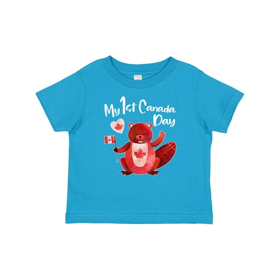 Inktastic My 1st Canada Day with Red and White Maple Leaves Boys or Girls Baby T-Shirt