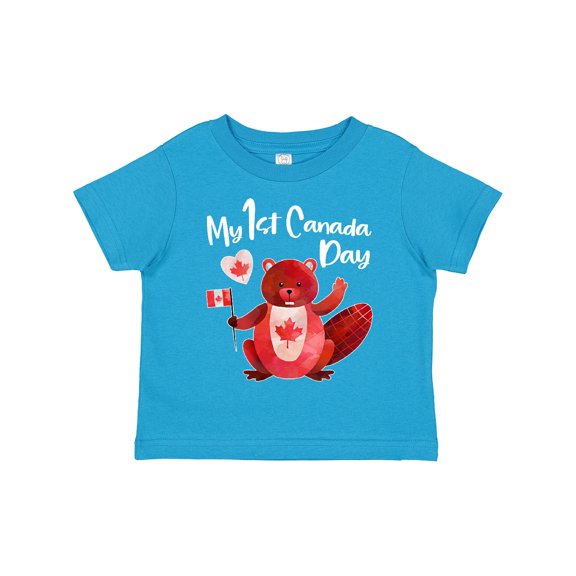 Inktastic My 1st Canada Day with Red and White Maple Leaves Boys or Girls Toddler T-Shirt