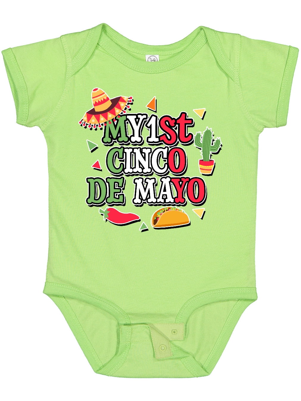 Baby Bodysuit 'My 1st Cinco De Mayo' – Cute Sombrero, Chili Pepper & Taco Design, Red
