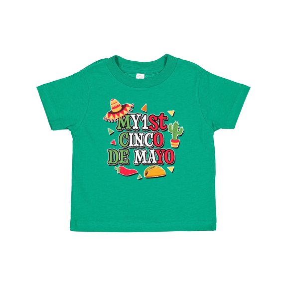 Inktastic My 1st Cinco De Mayo with Sombrero Red Chili Pepper Taco and Cactus Boys or Girls Baby T-Shirt