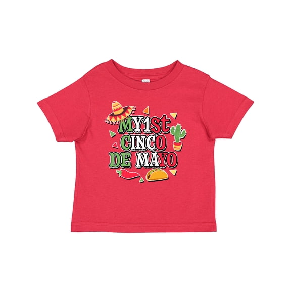Inktastic My 1st Cinco De Mayo with Sombrero Red Chili Pepper Taco and Cactus Boys or Girls Baby T-Shirt