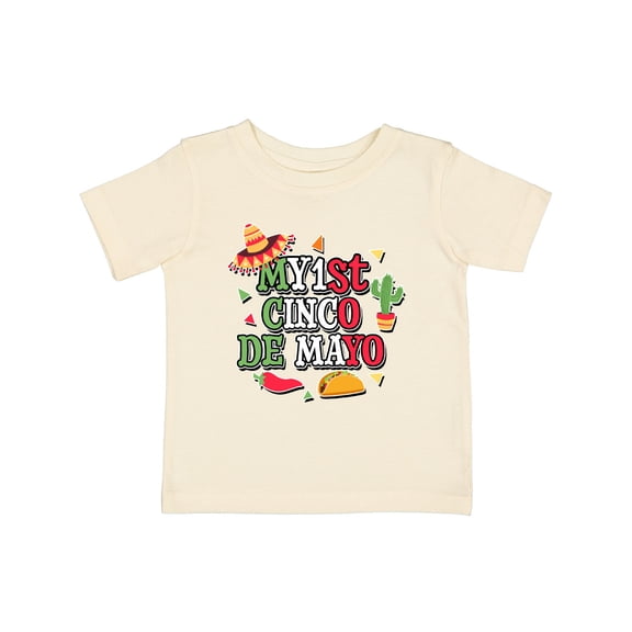 Inktastic My 1st Cinco De Mayo with Sombrero Red Chili Pepper Taco and Cactus Boys or Girls Baby T-Shirt