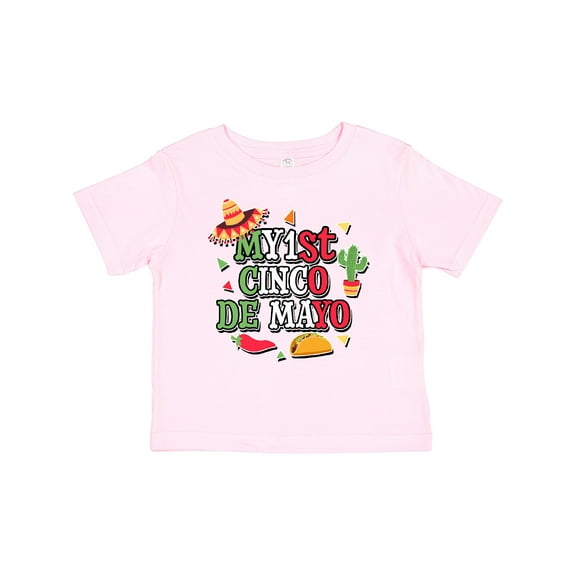 Inktastic My 1st Cinco De Mayo with Sombrero Red Chili Pepper Taco and Cactus Boys or Girls Baby T-Shirt