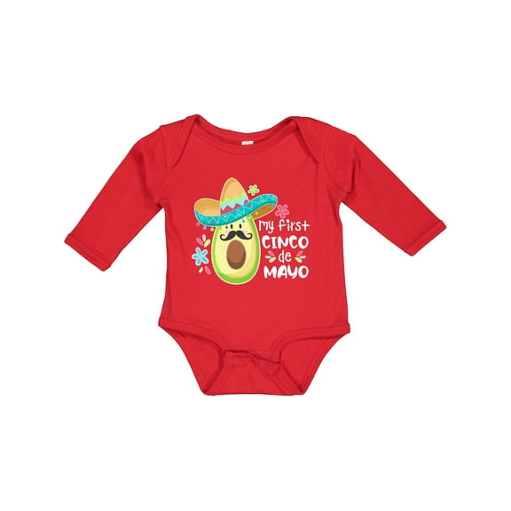 Inktastic My 1st Cinco de Mayo Avocado in Sombrero Boys or Girls Long Sleeve Baby Bodysuit