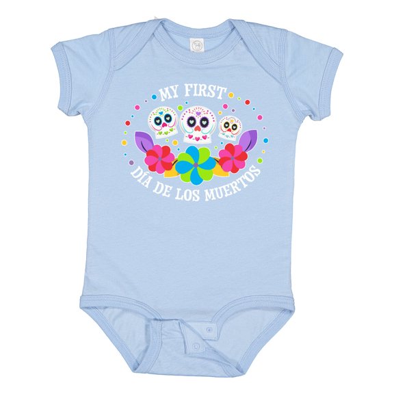 Inktastic My 1st DÃÂa De Los Muertos with Sugar Skulls and Flowers Boys or Girls Baby Bodysuit
