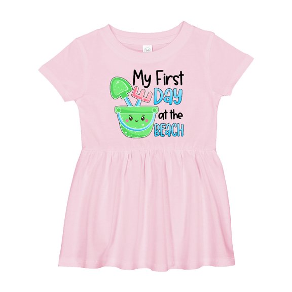 Inktastic My 1st Day at the Beach Cute Bucket and Shovel Girls Baby Dress