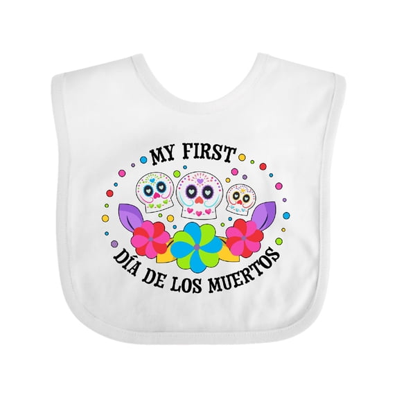 Inktastic My 1st Dia De Los Muertos with Sugar Skulls and Flowers Boys or Girls Baby Bib