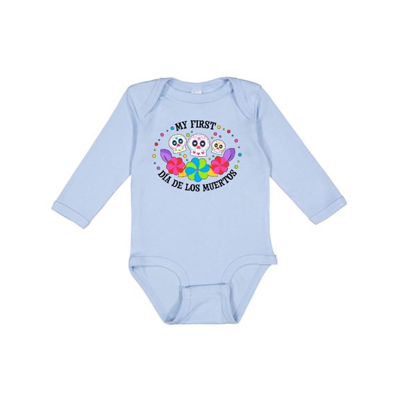 Inktastic My 1st Dia De Los Muertos with Sugar Skulls and Flowers Boys or Girls Long Sleeve Baby Bodysuit