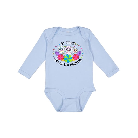 Inktastic My 1st Dia De Los Muertos with Sugar Skulls and Flowers Boys or Girls Long Sleeve Baby Bodysuit