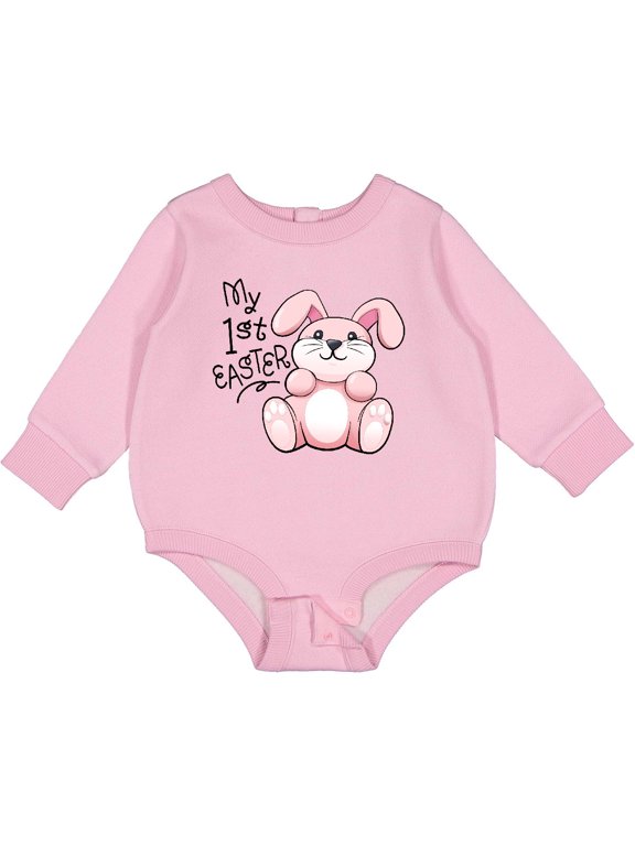 My 1st Easter Cuddly Pink Bunny Baby Fleece Bodysuit