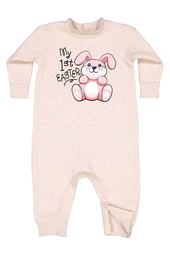 My 1st Easter Cuddly Pink Bunny Baby Fleece Romper