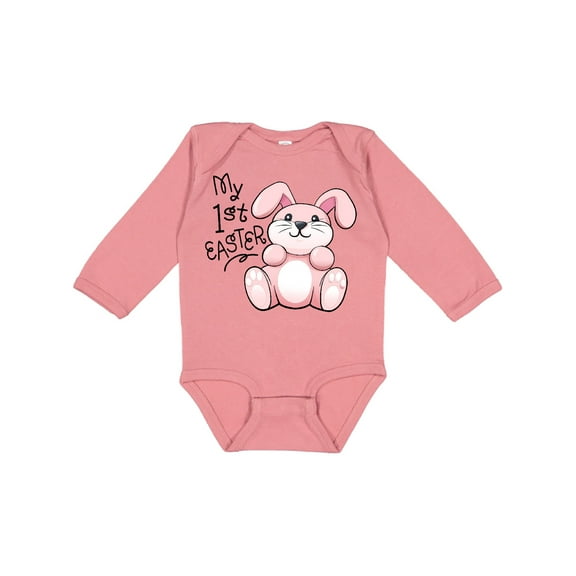 Inktastic My 1st Easter Cuddly Pink Bunny Boys or Girls Long Sleeve Baby Bodysuit