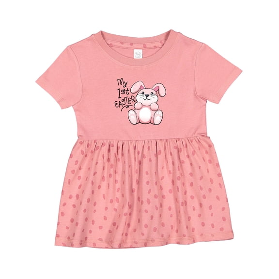Inktastic My 1st Easter Cuddly Pink Bunny Girls Baby Dress