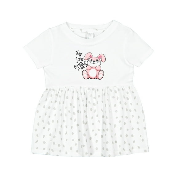 Inktastic My 1st Easter Cuddly Pink Bunny Girls Baby Dress