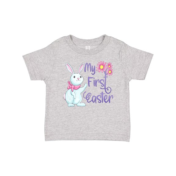 Inktastic My 1st Easter Cute White Bunny with Spring Flowers Boys or Girls Baby T-Shirt