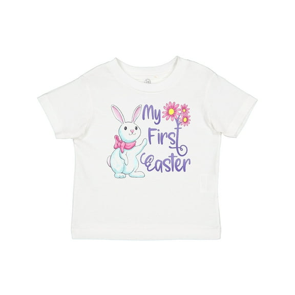 Inktastic My 1st Easter Cute White Bunny with Spring Flowers Boys or Girls Baby T-Shirt