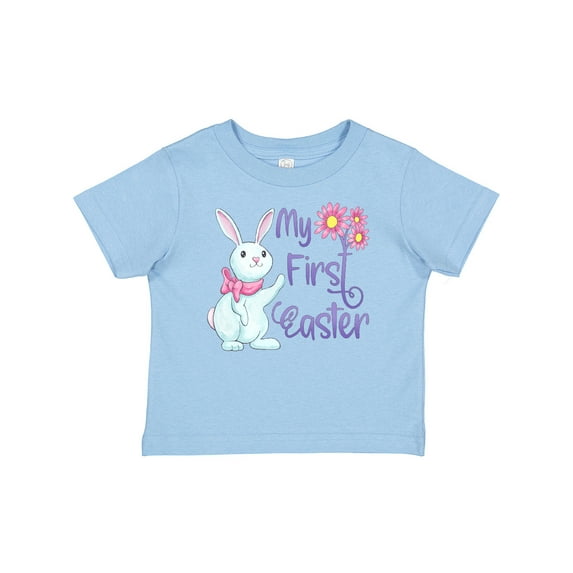 Inktastic My 1st Easter Cute White Bunny with Spring Flowers Boys or Girls Baby T-Shirt