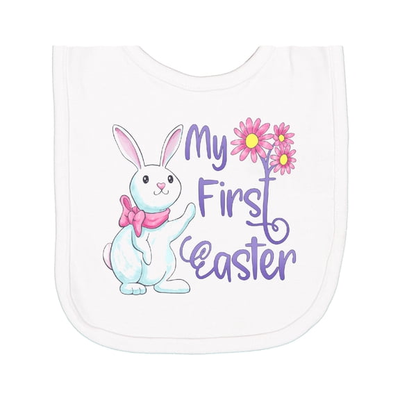 Inktastic My 1st Easter Cute White Bunny with Spring Flowers Newborn Bib