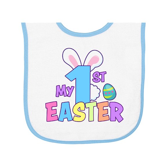 Inktastic My 1st Easter One with Bunny Ears and Tail Baby Terry Cloth Bib