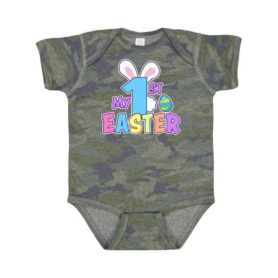 Inktastic My 1st Easter One with Bunny Ears and Tail Boys or Girls Baby Bodysuit