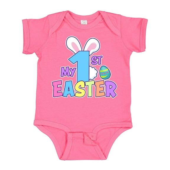 Inktastic My 1st Easter One with Bunny Ears and Tail Boys or Girls Baby Bodysuit