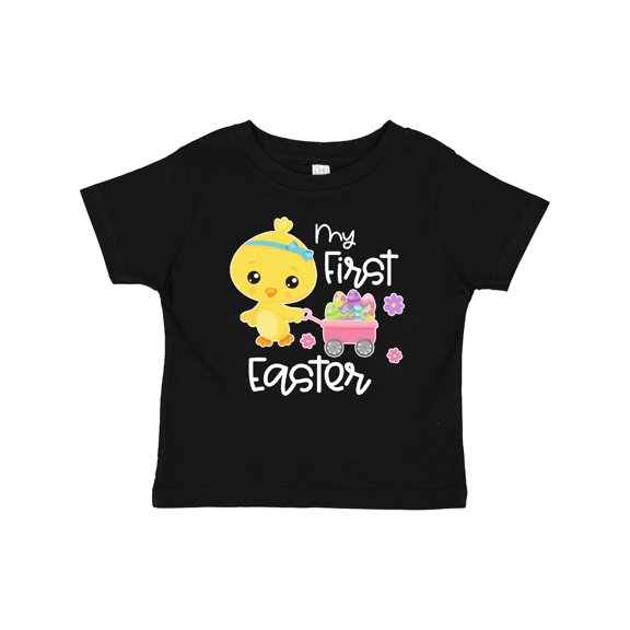 Inktastic My 1st Easter with Baby Chick and Eggs in Wagon Boys or Girls Baby T-Shirt