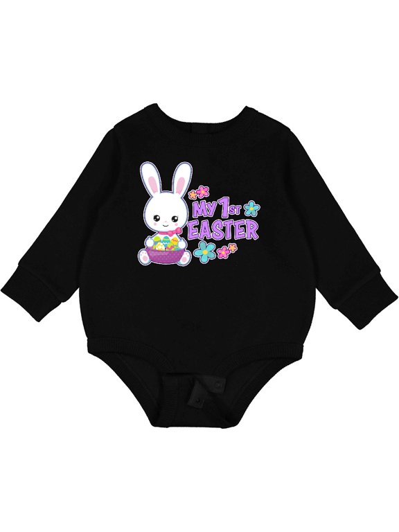 My 1st Easter with Bunny and Easter Basket Baby Fleece Bodysuit