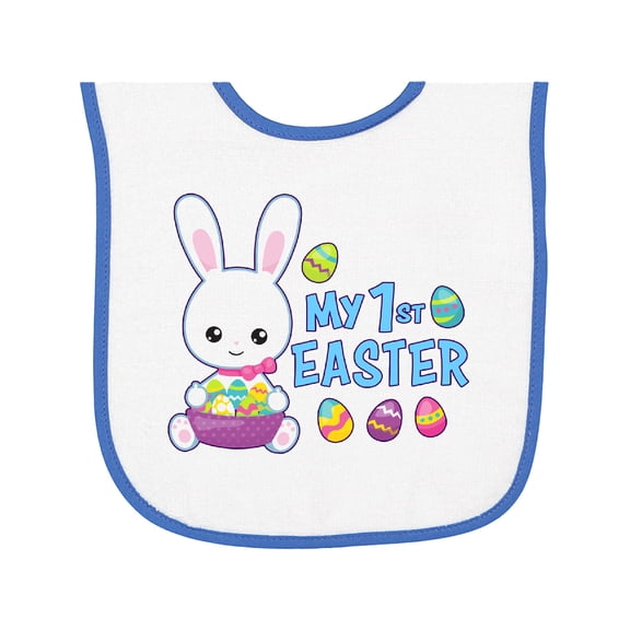 Inktastic My 1st Easter with Bunny and Easter Basket Baby Terry Cloth Bib