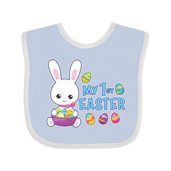 Inktastic My 1st Easter with Bunny and Easter Basket Boys Baby Bib