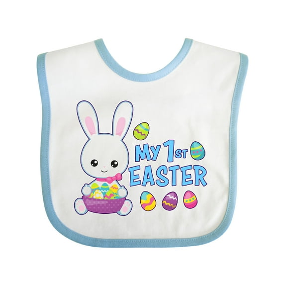 Inktastic My 1st Easter with Bunny and Easter Basket Boys Baby Bib