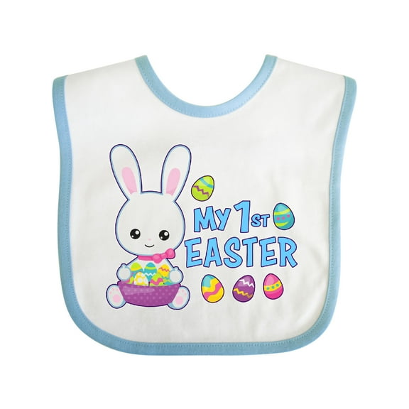 Inktastic My 1st Easter with Bunny and Easter Basket Boys Baby Bib