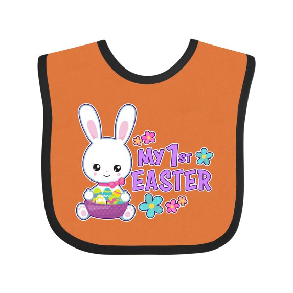 Inktastic My 1st Easter with Bunny and Easter Basket Girls Baby Bib