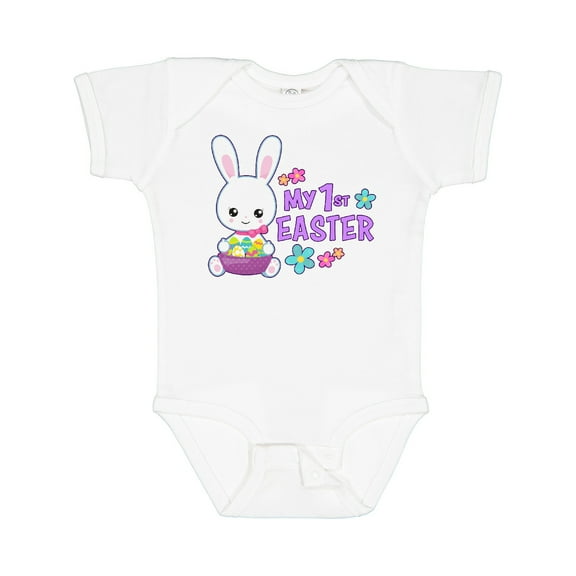 Inktastic My 1st Easter with Bunny and Easter Basket Girls Baby Bodysuit
