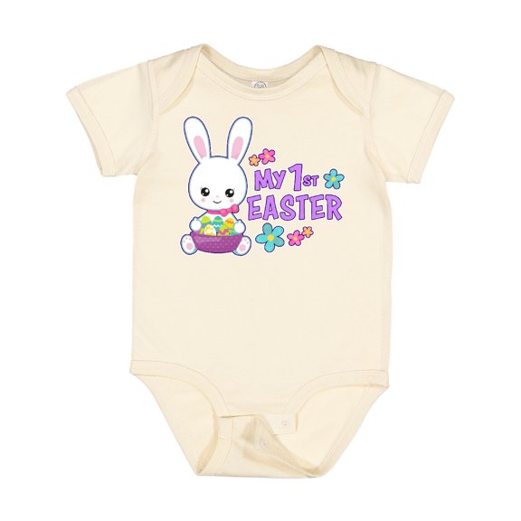 Inktastic My 1st Easter with Bunny and Easter Basket Girls Baby Bodysuit