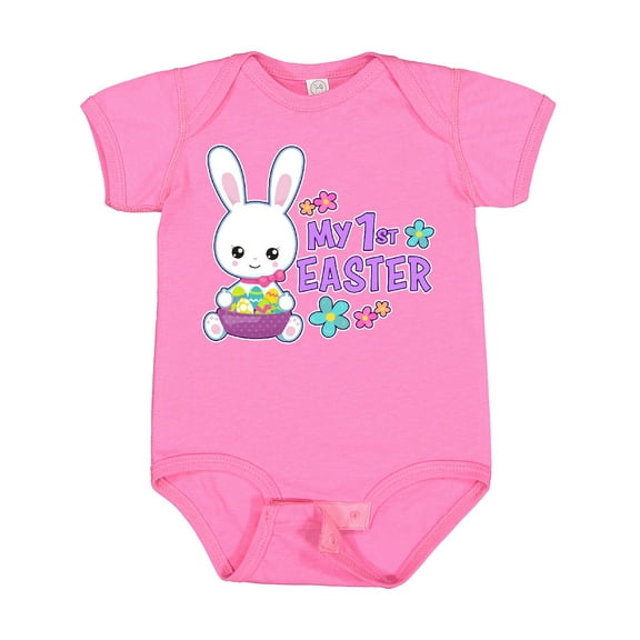 Inktastic My 1st Easter with Bunny and Easter Basket Girls Baby Bodysuit