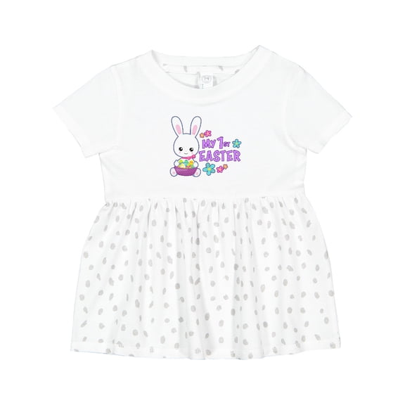 Inktastic My 1st Easter with Bunny and Easter Basket Girls Baby Dress