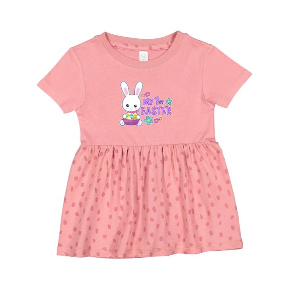 Inktastic My 1st Easter with Bunny and Easter Basket Girls Baby Dress