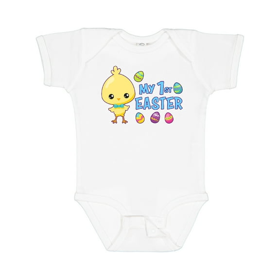 Inktastic My 1st Easter with Chick and Easter Eggs Boys Baby Bodysuit