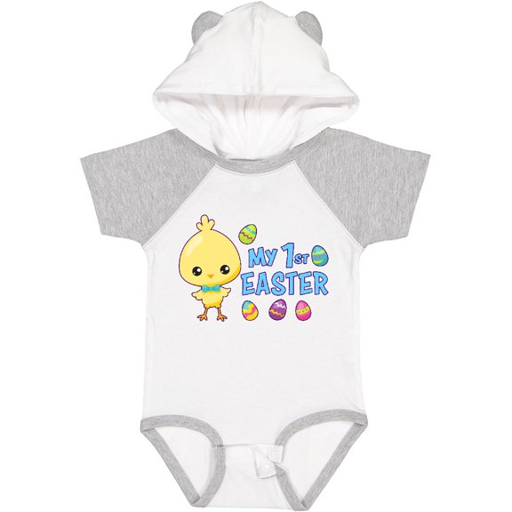 Inktastic My 1st Easter with Chick and Easter Eggs Boys Baby Bodysuit