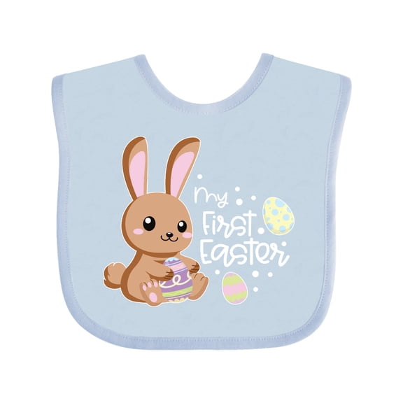 Inktastic My 1st Easter with Cute Brown Bunny and Easter Eggs Boys or Girls Baby Bib