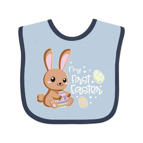 Inktastic My 1st Easter with Cute Brown Bunny and Easter Eggs Boys or Girls Baby Bib